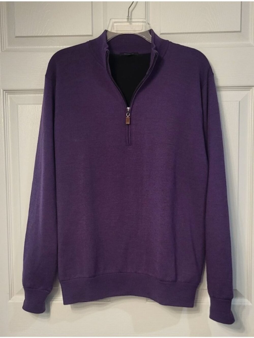 Turtleson Purple Long Sleeve Lined Extra Fine Merino Wool 1/2 Zip Sweater Size M
